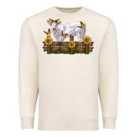 Sandshell charolais calf with sunflowers Premium Sweatshirt - LillyAllenDesigns