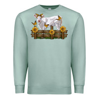Seafoam charolais calf with sunflowers Premium Sweatshirt - LillyAllenDesigns