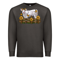 Smoke charolais calf with sunflowers Premium Sweatshirt - LillyAllenDesigns