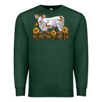 Sports Green charolais calf with sunflowers Premium Sweatshirt - LillyAllenDesigns
