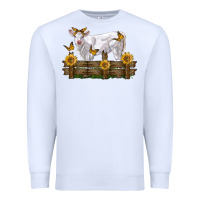 White charolais calf with sunflowers Premium Sweatshirt - LillyAllenDesigns