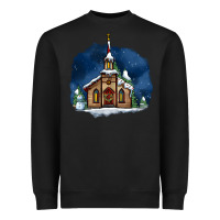 Black Christmas church and snow Heavyweight Sweatshirt - AdoDesignShop