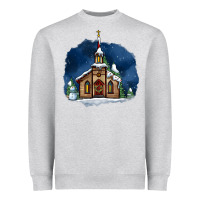 Heather Grey Christmas church and snow Heavyweight Sweatshirt - AdoDesignShop