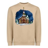 Mushroom Christmas church and snow Heavyweight Sweatshirt - AdoDesignShop