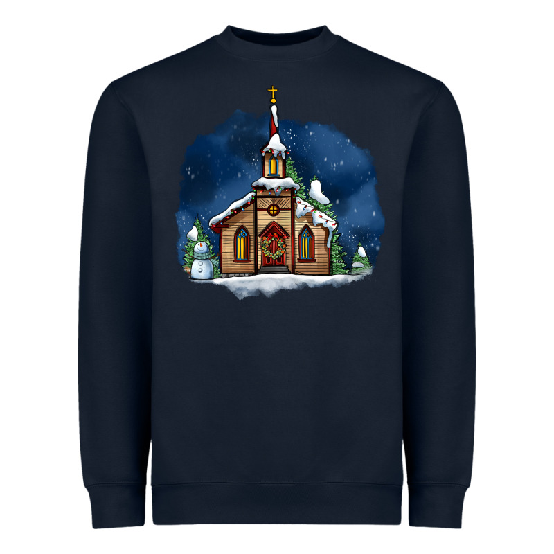 Christmas Church And Snow Heavyweight Sweatshirt by AdoDesignShop | Teevron