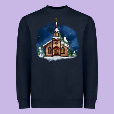 Christmas Church And Snow Heavyweight Sweatshirt Designed By Adodesignshop