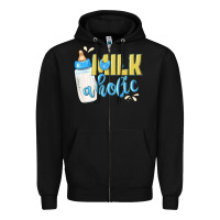 Black milkaholic boys Zipper Hoodie - NancyCooperArtShop