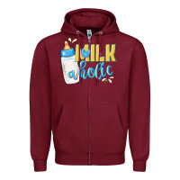 Burgundy milkaholic boys Zipper Hoodie - NancyCooperArtShop