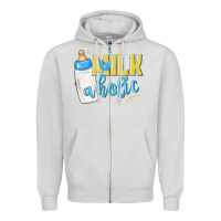 Dove Grey milkaholic boys Zipper Hoodie - NancyCooperArtShop