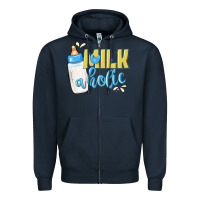 Navy milkaholic boys Zipper Hoodie - NancyCooperArtShop