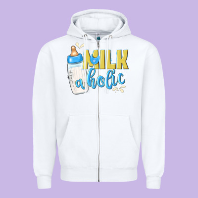 Milkaholic Boys Zipper Hoodie Designed By Nancycooperartshop