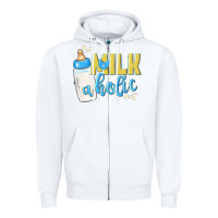 White milkaholic boys Zipper Hoodie - NancyCooperArtShop