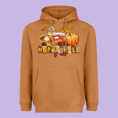 Happy Fall Y'all Heavyweight Hoodie Designed By Lillyallendesigns