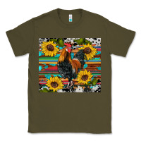 Army Green western coop animals rooster sunflowers cowhide wooden serape glitter Classic Tee - Artiststas
