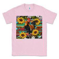 Bubblegum Pink western coop animals rooster sunflowers cowhide wooden serape glitter Classic Tee - Artiststas