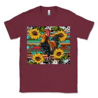 Burgundy western coop animals rooster sunflowers cowhide wooden serape glitter Classic Tee - Artiststas