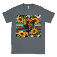 Charcoal Heather western coop animals rooster sunflowers cowhide wooden serape glitter Classic Tee - Artiststas