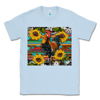 Dusty Blue western coop animals rooster sunflowers cowhide wooden serape glitter Classic Tee - Artiststas