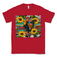 Red western coop animals rooster sunflowers cowhide wooden serape glitter Classic Tee - Artiststas
