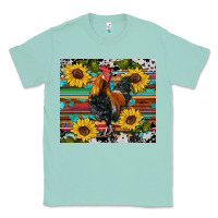 Seafoam western coop animals rooster sunflowers cowhide wooden serape glitter Classic Tee - Artiststas