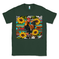 Sports Green western coop animals rooster sunflowers cowhide wooden serape glitter Classic Tee - Artiststas