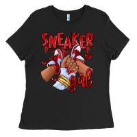 Black red sneaker girl afro woman Ladies Tee - RanaPortraitStore