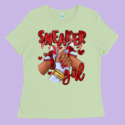 Ladies Tee red sneaker girl afro woman