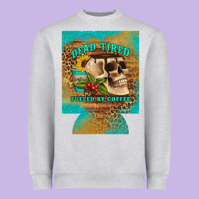 Dead Tired Fueled By Coffee 12 Oz Can Cooler (regular) Heavyweight Sweatshirt Designed By Artiststas