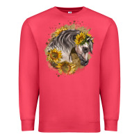 Cardinal arabian horse with sunflowers Premium Sweatshirt - LillyAllenDesigns
