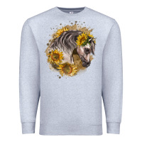 Heather Grey arabian horse with sunflowers Premium Sweatshirt - LillyAllenDesigns