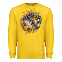 Lemon arabian horse with sunflowers Premium Sweatshirt - LillyAllenDesigns