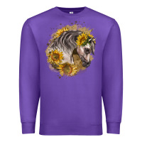 Purple arabian horse with sunflowers Premium Sweatshirt - LillyAllenDesigns