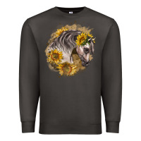 Smoke arabian horse with sunflowers Premium Sweatshirt - LillyAllenDesigns