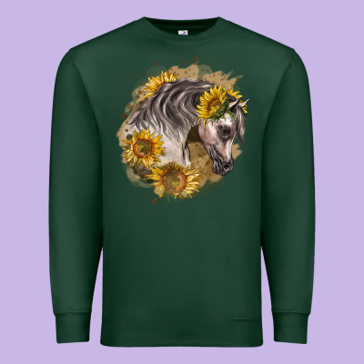 Arabian Horse With Sunflowers Premium Sweatshirt Designed By Lillyallendesigns