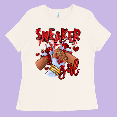 Ladies Tee red sneaker girl afro woman