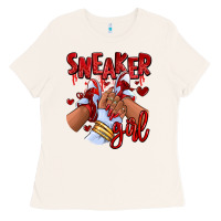 Bone red sneaker girl afro woman Ladies Tee - RanaPortraitStore