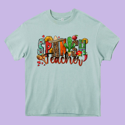 Spanish Teacher Heavy Core Tee Designed By Zillion Design Studio