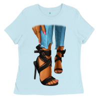 Baby Blue black heels black fashion girl Ladies Tee - RanaPortraitStore