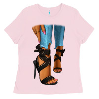 Bubblegum Pink black heels black fashion girl Ladies Tee - RanaPortraitStore