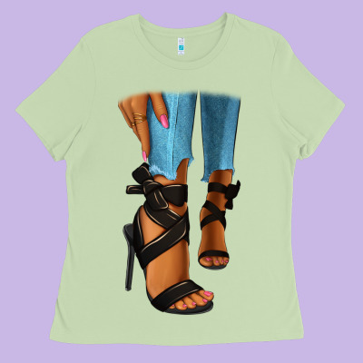Ladies Tee black heels black fashion girl