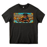 Asphalt rottweiler with sunflowers license plate Heavy Core Tee - Artiststas