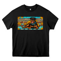 Black rottweiler with sunflowers license plate Heavy Core Tee - Artiststas