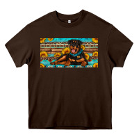 Chocolate Brown rottweiler with sunflowers license plate Heavy Core Tee - Artiststas