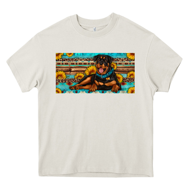 Rottweiler With Sunflowers License Plate Heavy Core Tee by Artiststas | Teevron