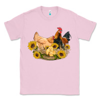 Bubblegum Pink western coop animals farm chicken chick rooster sunflowers Classic Tee - Artiststas