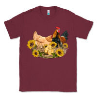 Burgundy western coop animals farm chicken chick rooster sunflowers Classic Tee - Artiststas