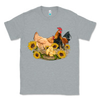 Heather Grey western coop animals farm chicken chick rooster sunflowers Classic Tee - Artiststas