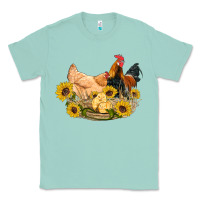 Seafoam western coop animals farm chicken chick rooster sunflowers Classic Tee - Artiststas