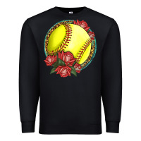 Black Western Softball With Roses Premium Sweatshirt - LillyAllenDesigns