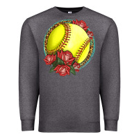 Charcoal Heather Western Softball With Roses Premium Sweatshirt - LillyAllenDesigns